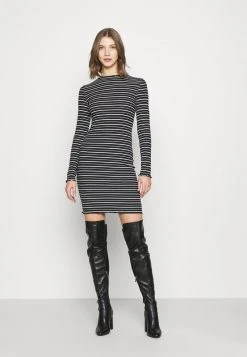 Top 10 🎁 Even&Odd Damen Rushed Edges Mini High Neck Long Sleeves Dress - Etuikleid - Black/ White 🔔