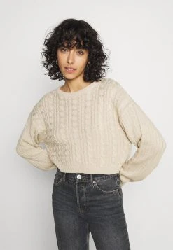 Top 10 😍 Even&Odd CROPPED LOOSE CABLE JUMPER - Strickpullover - Sand | Damen ✨