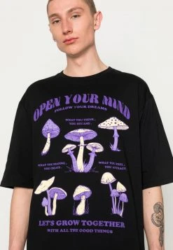 Aktion ✔️ Even&Odd OPEN YOU MIND MUSHROOMS TEE UNISEX - T-Shirt Print - Black 😀 -SchuheKonig Geschaft 1ac5c760bacb4142b9c34d3dce8d951e