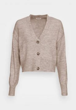 Am billigsten 😍 Even&Odd Damen BASIC BLEND BUTTON CROP - Strickjacke - Taupe 🛒 -SchuheKonig Geschaft 1e96ada1c2764afbb04adb73c5979e66