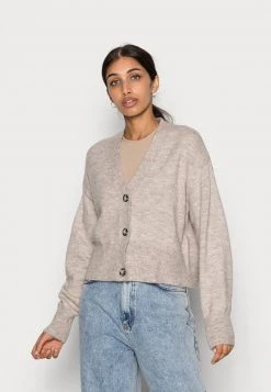 Am billigsten 😍 Even&Odd Damen BASIC BLEND BUTTON CROP - Strickjacke - Taupe 🛒