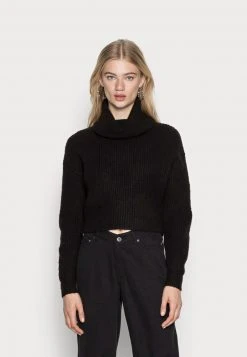Angebote 🔥 Even&Odd Damen CROPPED LOOSE TURTLENECK - Strickpullover - Black 😀