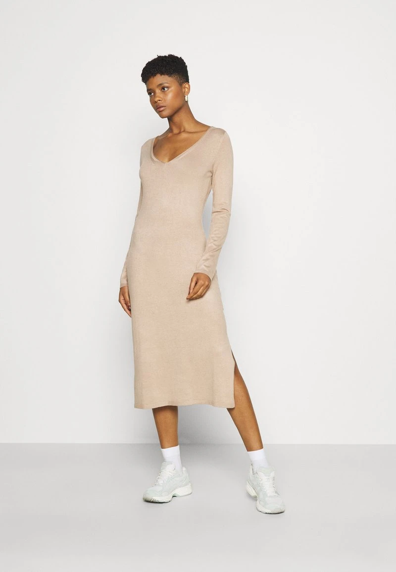 Neu 🌟 Even&Odd Damen KNIT MAXI V NECK DRESS WITH SLIT - Strickkleid - Camel 😀 3 Neu 🌟 Even&Odd Damen KNIT MAXI V NECK DRESS WITH SLIT - Strickkleid - Camel 😀