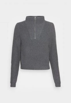 Brandneu 😀 Even&Odd HALF ZIP JUMPER - Strickpullover - Mottled Dark Grey | Damen 👏 -SchuheKonig Geschaft 53052c78670245e8bf8c8691daec3be5
