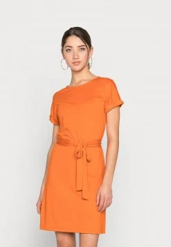 Am billigsten 😍 Even&Odd BASIC Short Sleeves Mini Belted Dress - Jerseykleid - Orange | Damen ❤️