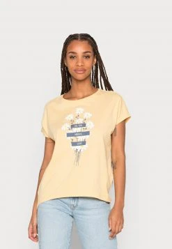 Großhandel 😉 Even&Odd Damen T-Shirt Print - Yellow 🎁