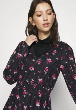 Bestpreis 👍 Even&Odd CINTERED V NECK ALL OVER MESH MINI VOLANT DRESS - Freizeitkleid - Black/red | Damen 🎉 -SchuheKonig Geschaft 75f913f2c45947c99d96d4f5eaa1a8ce