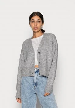 Coupon ✔️ Even&Odd Damen BASIC BLEND BUTTON CROP - Strickjacke - Mottled Grey ✨