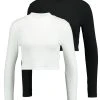 Bestpreis 🤩 Even&Odd Damen 2 PACK - Langarmshirt - White/black 💯