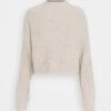 Brandneu ✨ Even&Odd Damen BAT SHAPE MOCK NECK SHORTER - Strickpullover - Beige ⌛