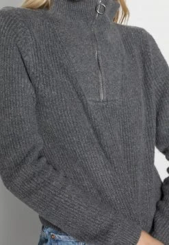 Brandneu 😀 Even&Odd HALF ZIP JUMPER - Strickpullover - Mottled Dark Grey | Damen 👏 -SchuheKonig Geschaft 7bd5ac11b38d42f38587ed01faa09a0f