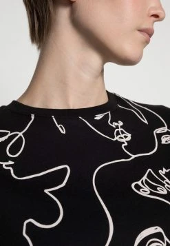 Coupon 😍 Even&Odd Damen TONJA ABSTRACT LINE FACE AOP TEE - T-Shirt Print - Black 🎉 -SchuheKonig Geschaft 7e648ba782d44463ba3e4a8cff7b9b3d