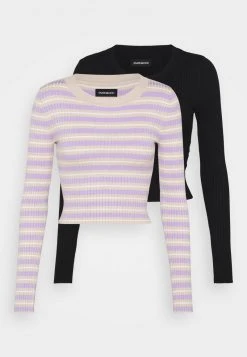 Rabatt 🎉 Even&Odd Damen 2 PACK - Strickpullover - Black/beige/lilac ⭐
