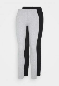 Billig 😉 Even&Odd Damen 2 PACK - Leggings - Hosen - Mottled Light Grey/black 🔔