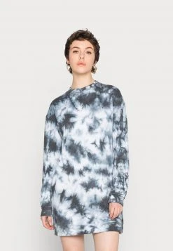 Neu ⌛ Even&Odd Damen CREW NECK TYE DIE DRESS - Freizeitkleid - Black/white 😍