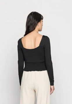 Auslauf ⌛ Even&Odd Damen SHIRRING DETAIL LONG SLEEVE CROP WITH GATHER - Langarmshirt - Black 👍 -SchuheKonig Geschaft bc64a596fdc24d4d9dea4742e3b3fff3