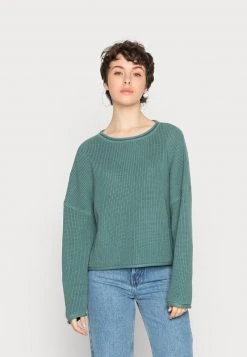 Schlussverkauf 😉 Even&Odd Damen OVERSIZE CROPPED ROLLED EDGE JUMPER - Strickpullover - Green ✔️