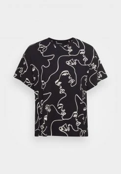Coupon 😍 Even&Odd Damen TONJA ABSTRACT LINE FACE AOP TEE - T-Shirt Print - Black 🎉 -SchuheKonig Geschaft d2f517a6f14c40ffb06c8438b3f4c798
