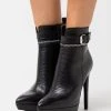 Bester Verkauf ⭐ Even&Odd Damen LEATHER - High Heel Stiefelette - Black ⌛