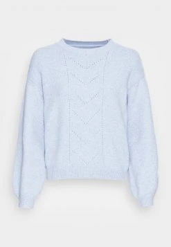 Aktion ⌛ Even&Odd POINTELLE CREW NECK JUMPER - Strickpullover - Mottled Light Blue | Damen 🔔 -SchuheKonig Geschaft dfa64533847d4024acbd807d2f49a139