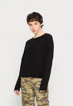 Brandneu 😉 Even&Odd Damen OVERSIZE CROPPED ROLLED EDGE JUMPER - Strickpullover - Black ✨