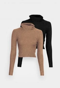 Bestpreis 😀 Even&Odd Damen CROPPED TURTLE NECK 2 PACK - Strickpullover - Black/mottled Dark Brown ✨ -SchuheKonig Geschaft e8a1603ff7174852bad4844a13a0e962