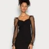 Besorgen ✨ Even&Odd LONG PUFF SLEEVES RUSHING BODYCON 👍 DRESS - Cocktailkleid/festliches Kleid - Black | Damen ✨
