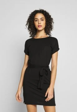 Beste Bewertungen von 😉 Even&Odd Damen BASIC Short Sleeves Mini Belted Dress - Jerseykleid - Black/black 😉