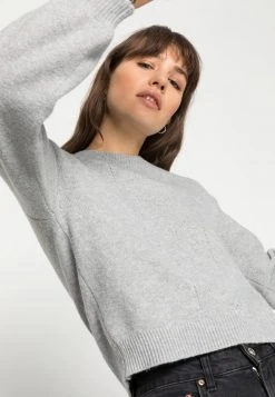 Auslauf 👏 Even&Odd Damen POINTELLE CREW NECK JUMPER - Strickpullover - Mottled Light Grey ✨ -SchuheKonig Geschaft f5c89ae76c1d4c40b0de82ba0e453646