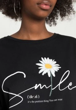 Brandneu 🛒 Even&Odd Damen LIZ SMILE DAISY TEE - T-Shirt Print - Black 👍 -SchuheKonig Geschaft ff873762e6a7453f8c5f31fc383d9f13
